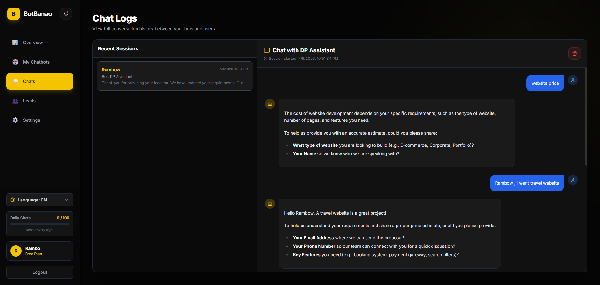 Live Chat Logs