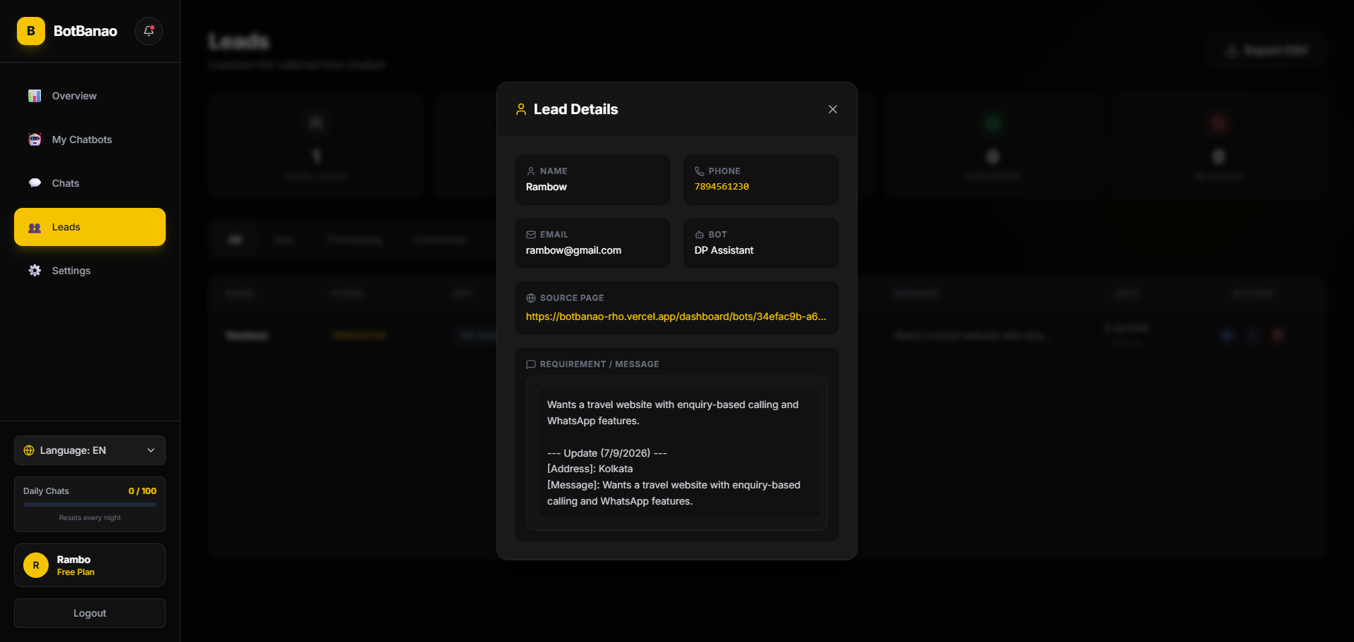 Detailed Lead Info